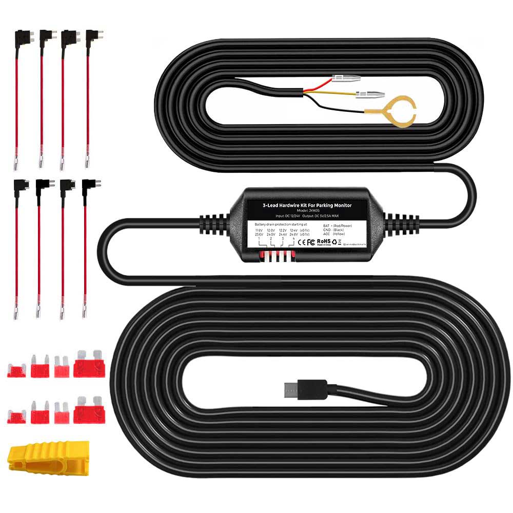 Nanocam NH03 hardwire kit USB-C 3 hilos