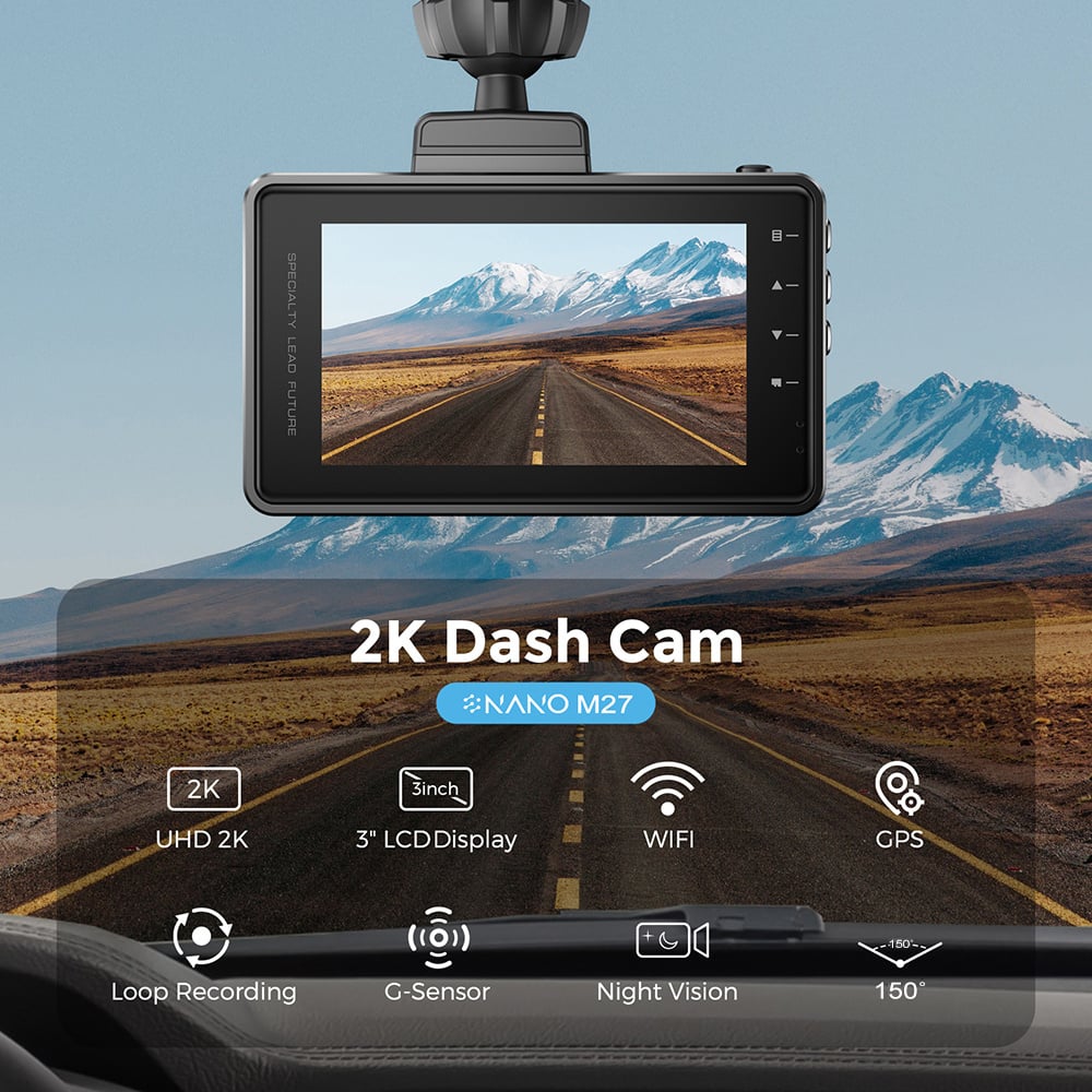 Nanocam M27 2K QuadHD Wifi GPS 32gb dashcam
