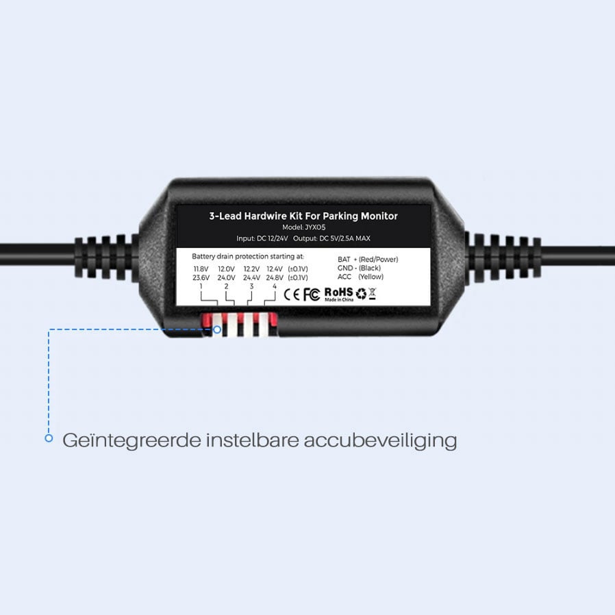 Nanocam NH03 hardwire kit USB-C 3 hilos